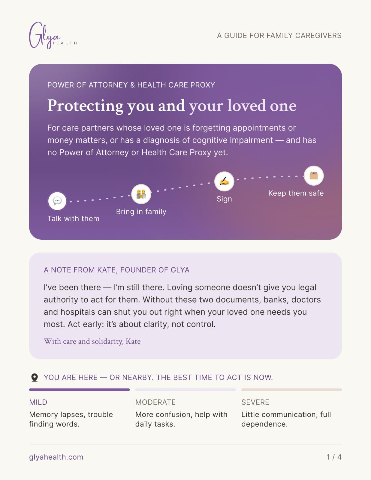 The guide’s first page: Protecting you and your loved one.